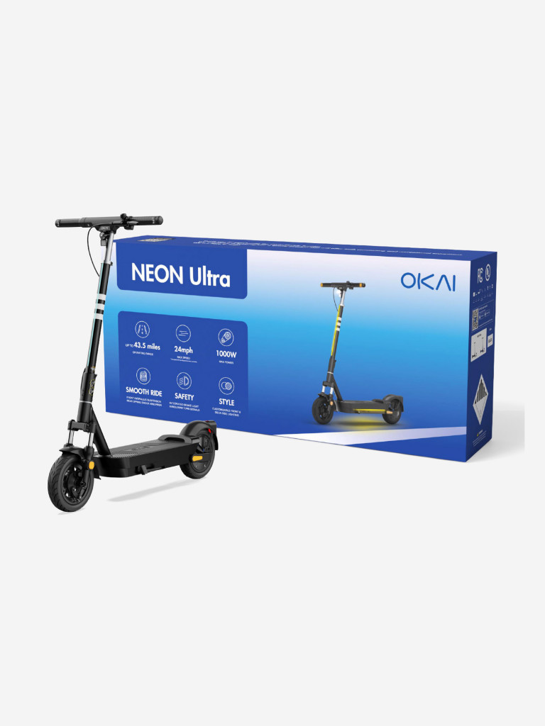 Электросамокат OKAI ES40 NEON Ultra, 1000W, гидроизоляция, полная амортизационная подвеска