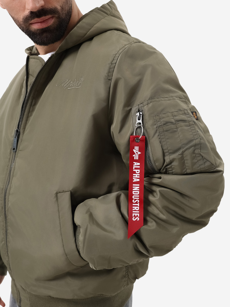 Бомбер утепленный мужской MA-1 Hooded Logo Oxford Alpha Industries
