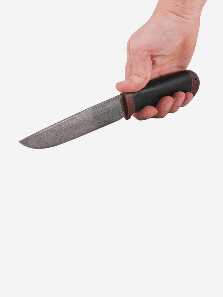 Нож Златоустовский оружейный завод Лиса (нержавеющая дамасская сталь, кожа/текст.) нож для туризма