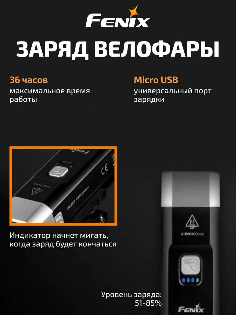 Велофара Fenix BC25R, Cree XP-G3