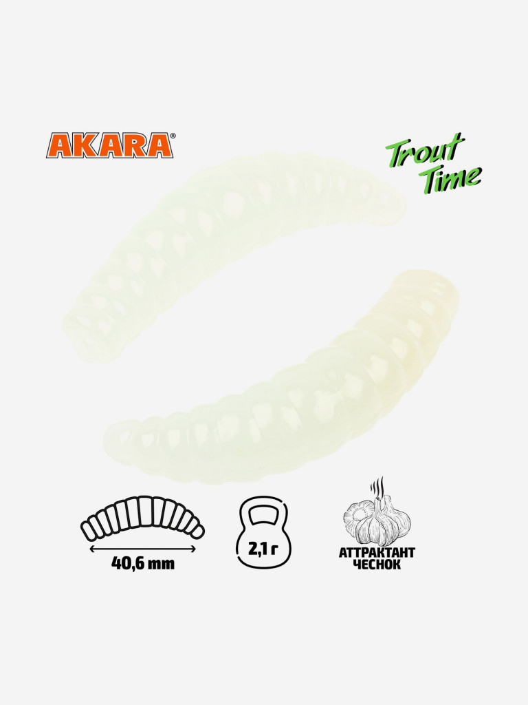 Силиконовая приманка Akara Trout Time MAGGOT 1,6 Garlic 12 (20 шт.)