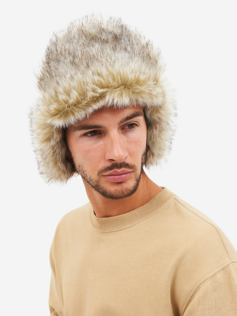 Шапка-ушанка мужская зимняя меховая с маской Huntsman Евро Волк