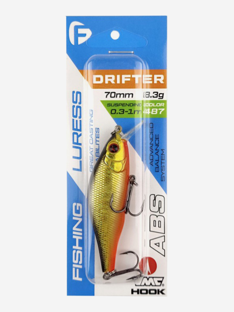 Воблер F-FISHING Drifter 70мм 8.3г 0.3-1.0м 487 Суспендр