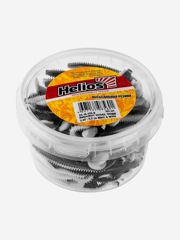 Мягкая приманка Helios Shaggy, 3,35'' / 8,5 см, Black & White, 100 шт (HS-16-023-N)