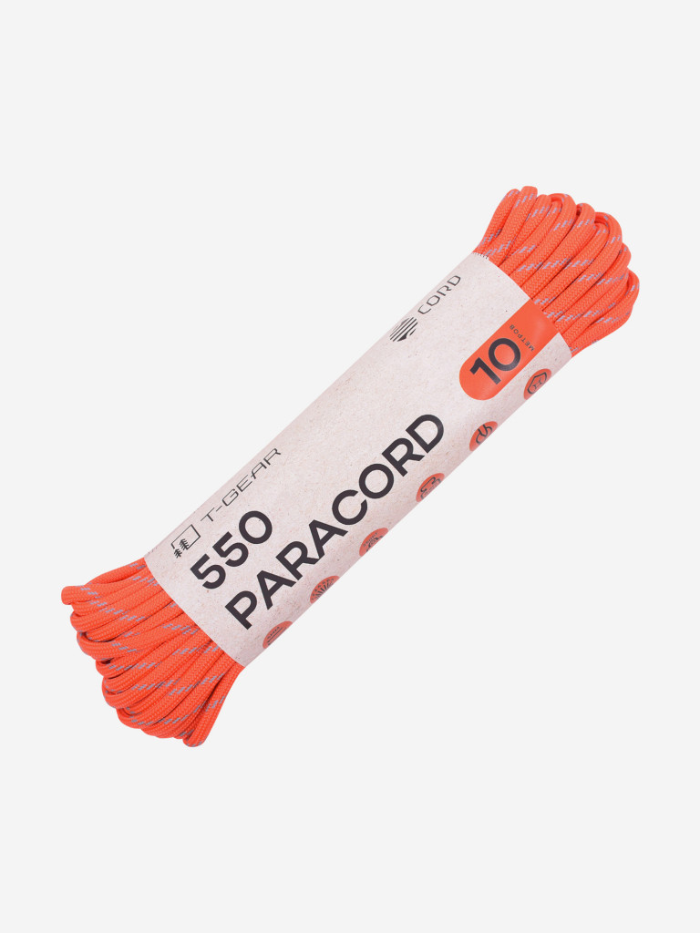Паракорд 550 T-Gear x CORD nylon 10м световозвращающий (Neon Orange)