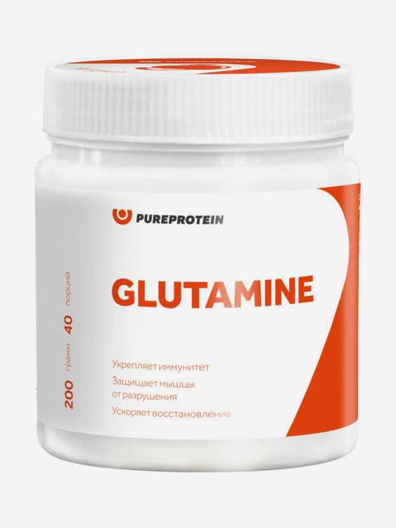 Глютамин, L-Glutamine аминокислота PureProtein, апельсин, 200г