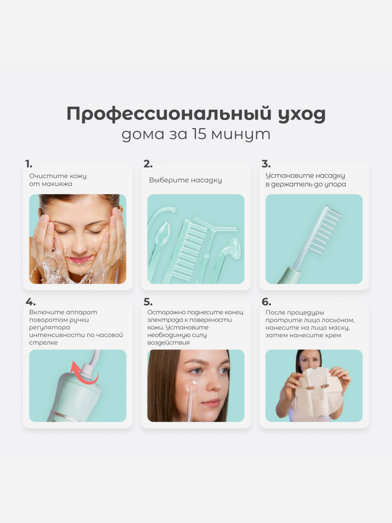 Оборудование для дарсонвальной терапии (5 насадок) Gezatone, бирюзовый, BP-7000