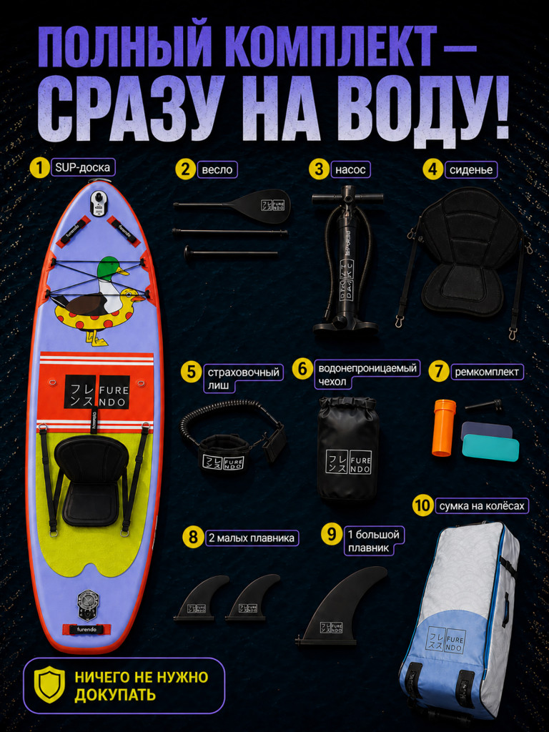 Sup-доска Furendo Duck 11', 335х89х15 см