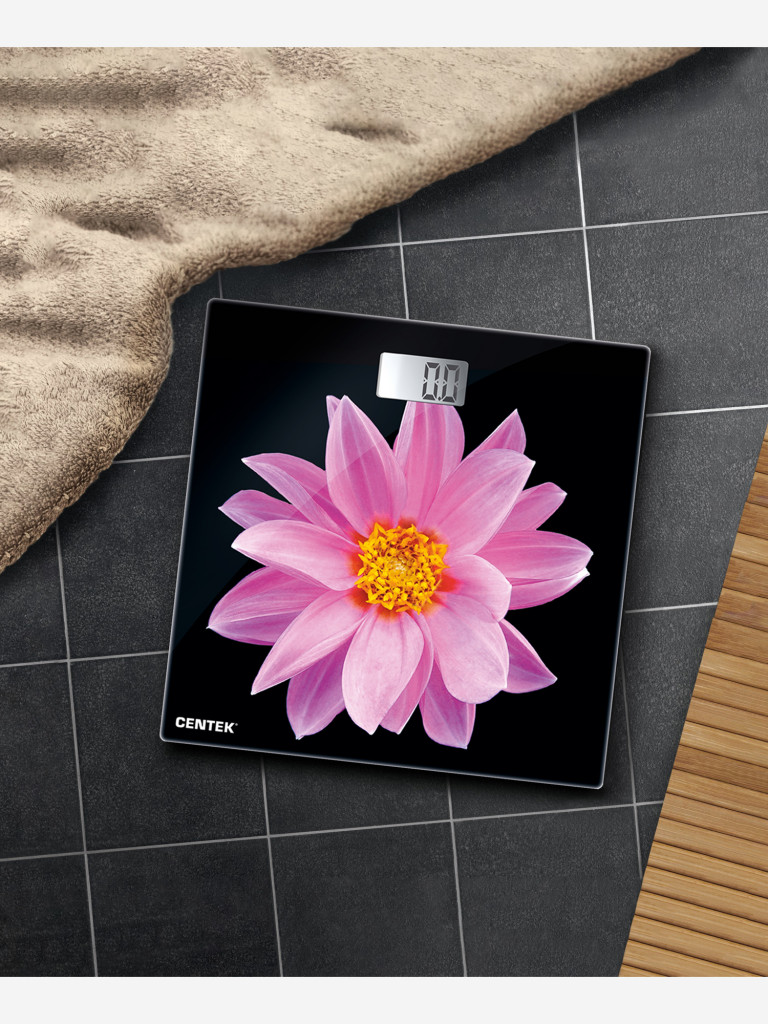 Весы напольные Centek CT-2416 (Pink Flower) электронные до 180кг, LCD