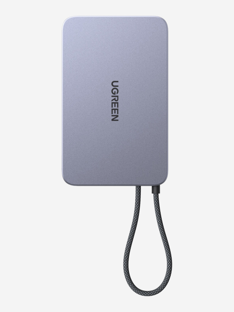 Внешний аккумулятор UGREEN PB570 (75982B) MagFlow Air Ultra-Slim 30W Magnetic 10000mAh Wireless Power Bank USB-C Cable. Цвет: серый космос