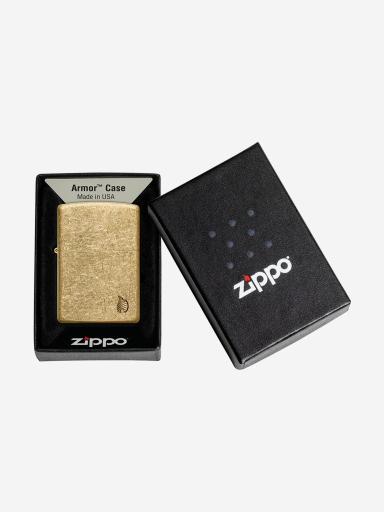 Зажигалка бензиновая ветроустойчивая Zippo Armor Flame Tumbled Brass