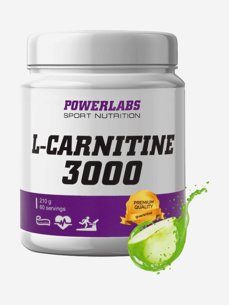 L-Карнитин, Powerlabs, 210 г, яблоко