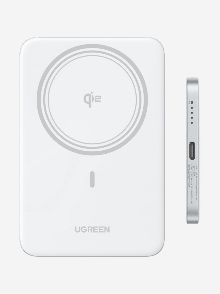 Внешний аккумулятор UGREEN PB580 (95931B) MagFlow Air Ultra-Slim 20W Magnetic 5000mAh Wireless Power Bank
