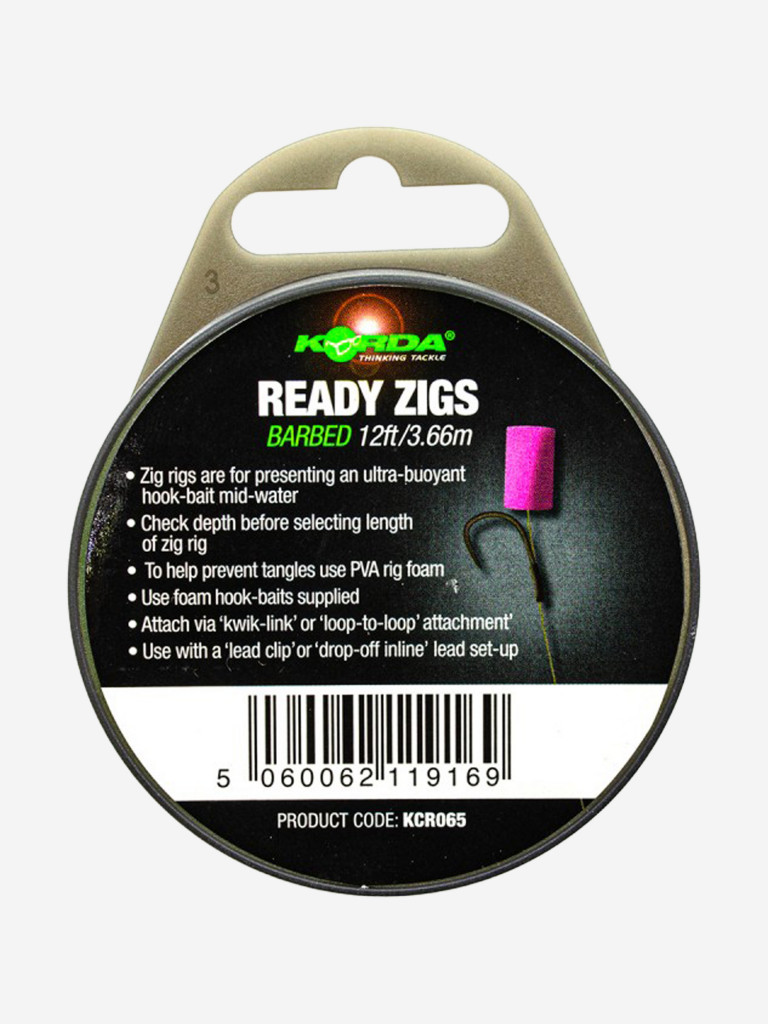 Поводок готовый KORDA Ready Zigs 12' 360см №10 3шт