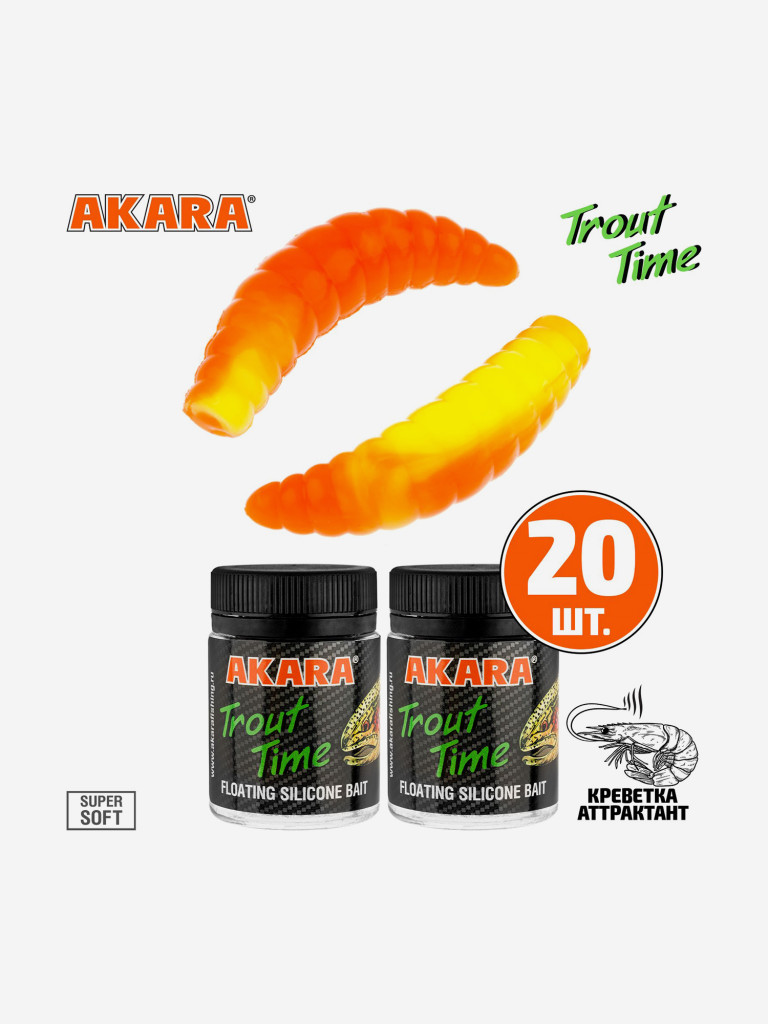 Силиконовая приманка Akara Trout Time MAGGOT 1,6 99T, Shrimp (20 шт.)