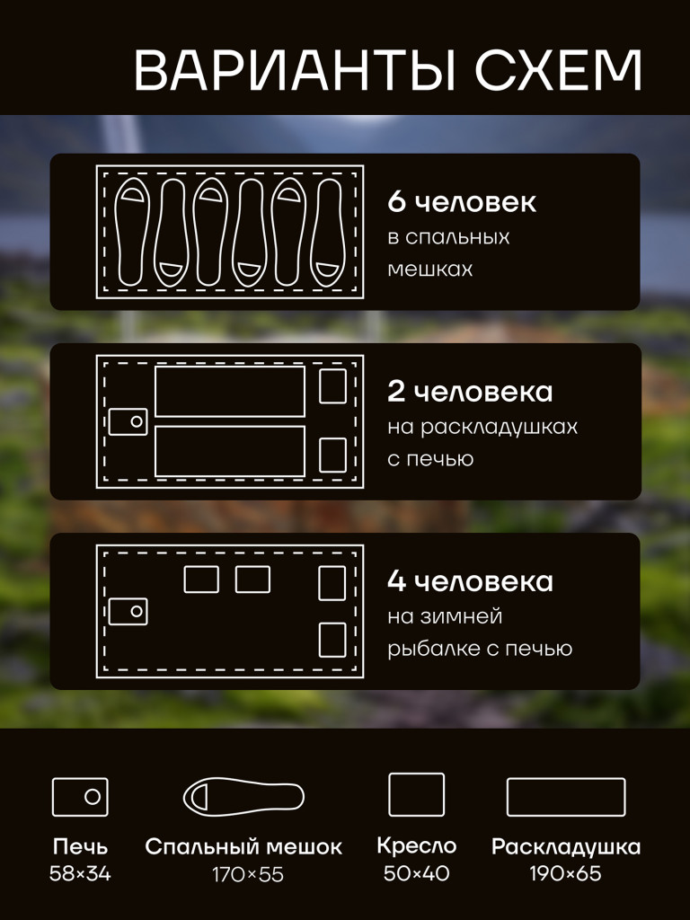 Палатка куб 3.60 Берег всесезонная зимняя палатка для рыбалки туристическая кемпинговая
