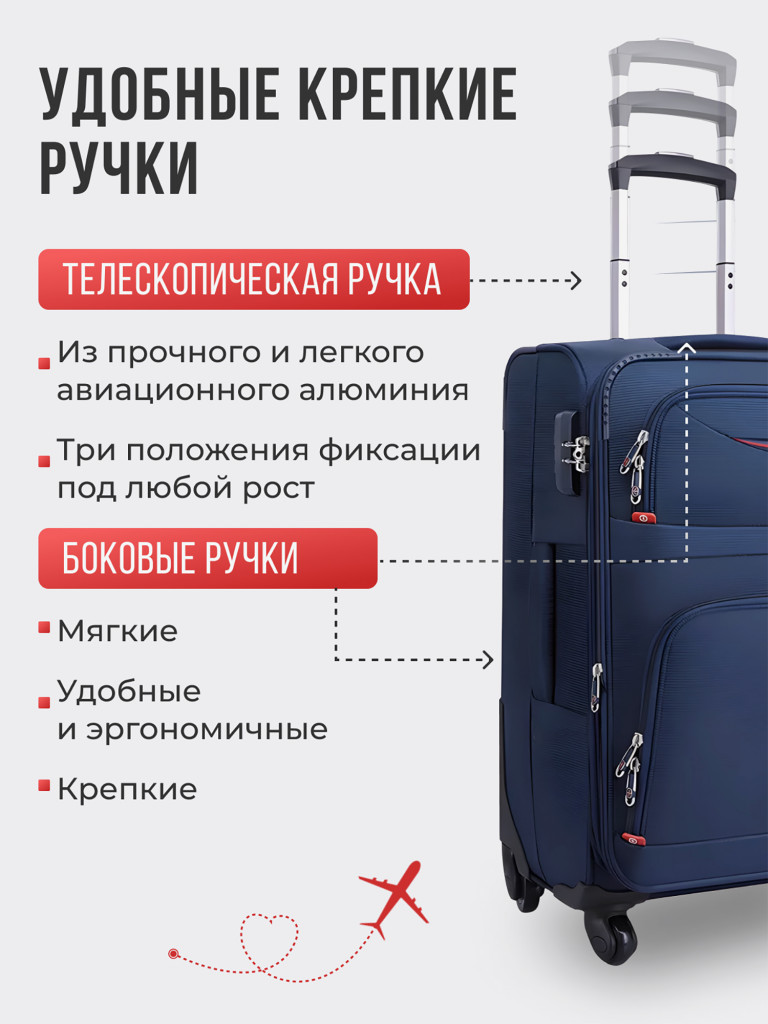 Чемодан Tevin m средний тканевый неубиваемый