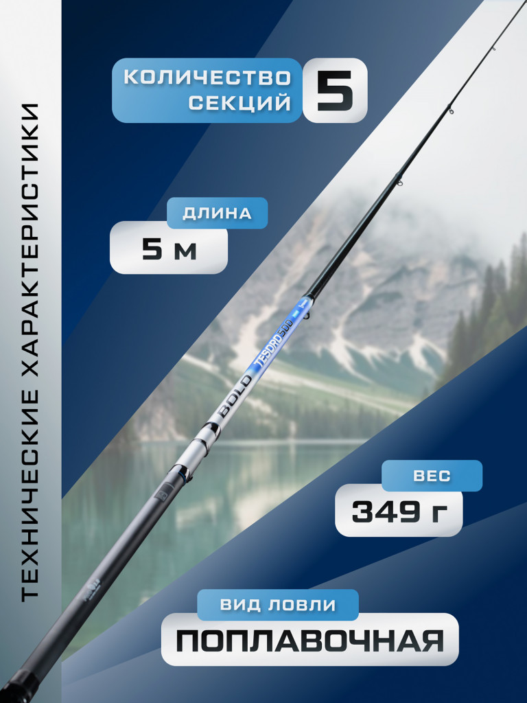 F-FISHING Удилище болонское теле с кольцами Tesoro Bolo 5м