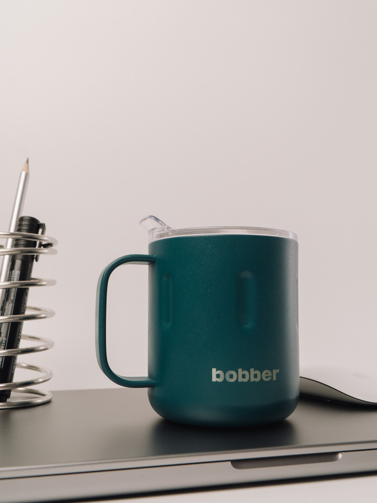 Вакуумная стальная термокружка с крышкой Bobber Mug 300 мл темно-бирюзовый тепло до 2 часов