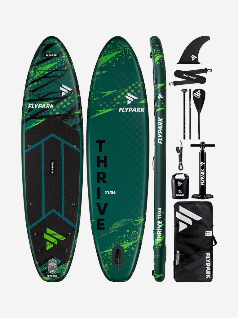 Надувная двухслойная SUP-доска FLYPARK THRIVE GREEN STD, 11' 335*86*15 см, сапборд