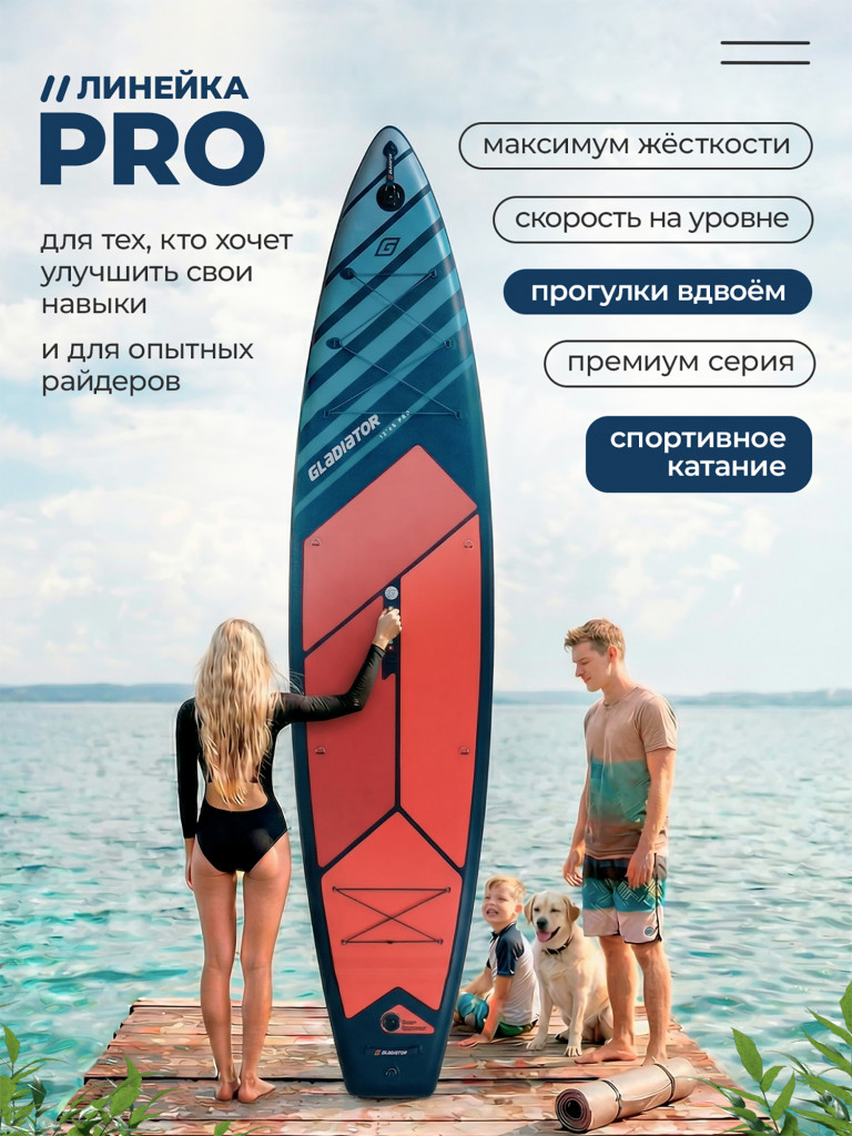 Сап доска надувная Gladiator PRO 12.6 S