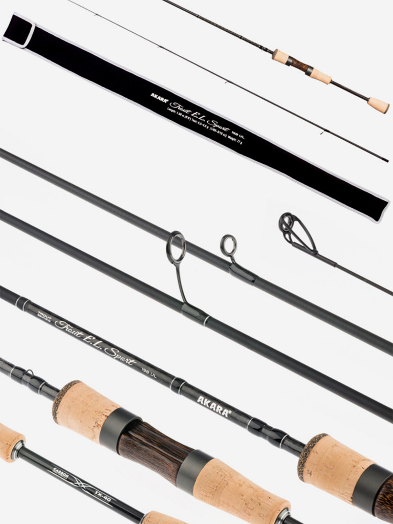 Спиннинг штекерный углеволоконный 2 колена Akara Trout E.L Sport UL (0,5-4,5) 1,98 м с разнесенной ручкой