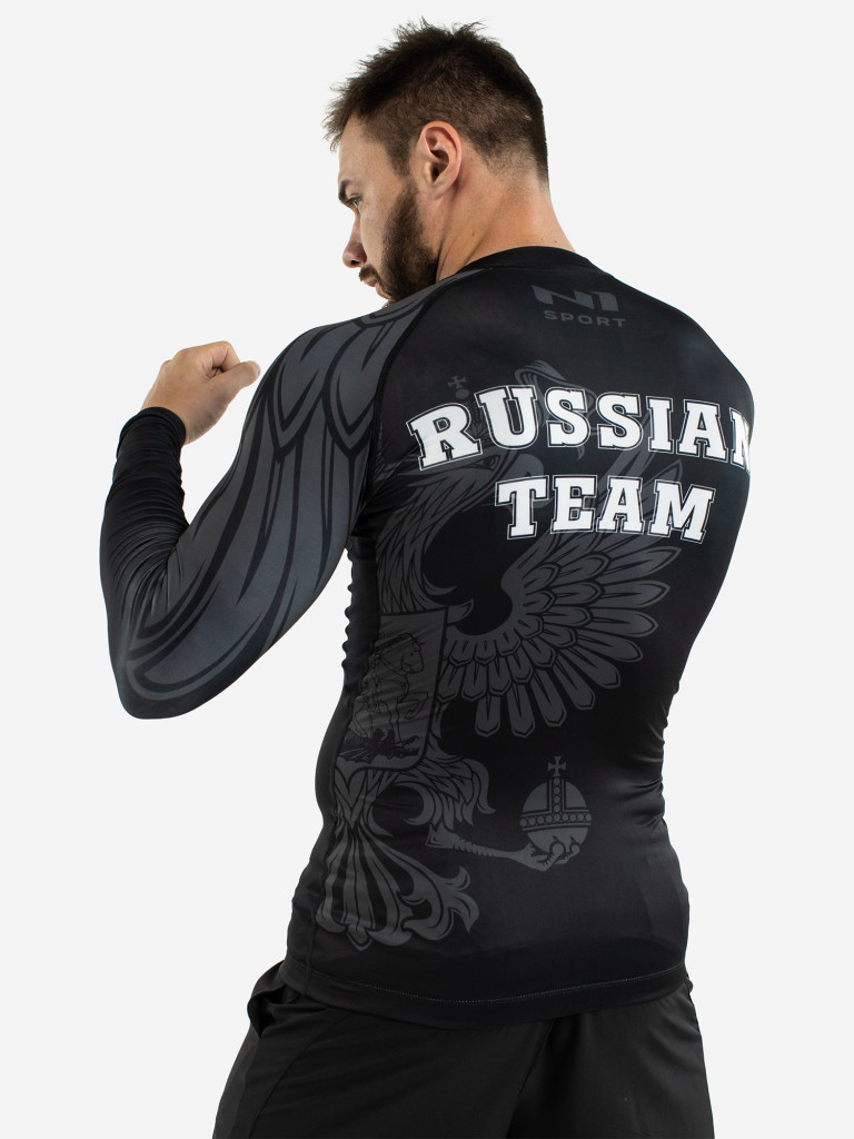 Рашгард компрессионный мужской Russian Team Black N1Sport