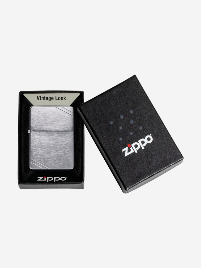 Зажигалка Zippo 230 Replica Vintage Brushed Chrome, серебристая матовая