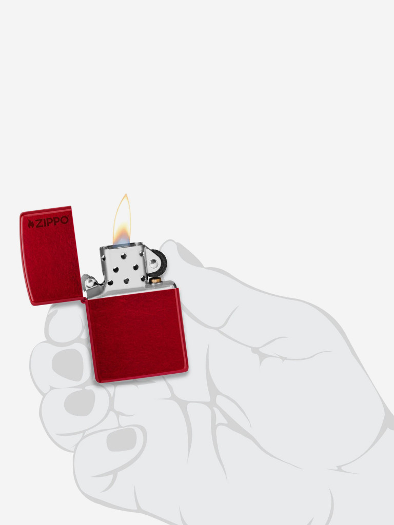 Зажигалка бензиновая ветроустойчивая Zippo Logo Candy Apple Red