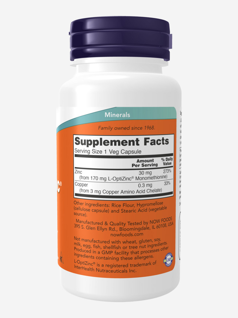 NOW L-Оптицинк 100 капс 450 мг 100 капс