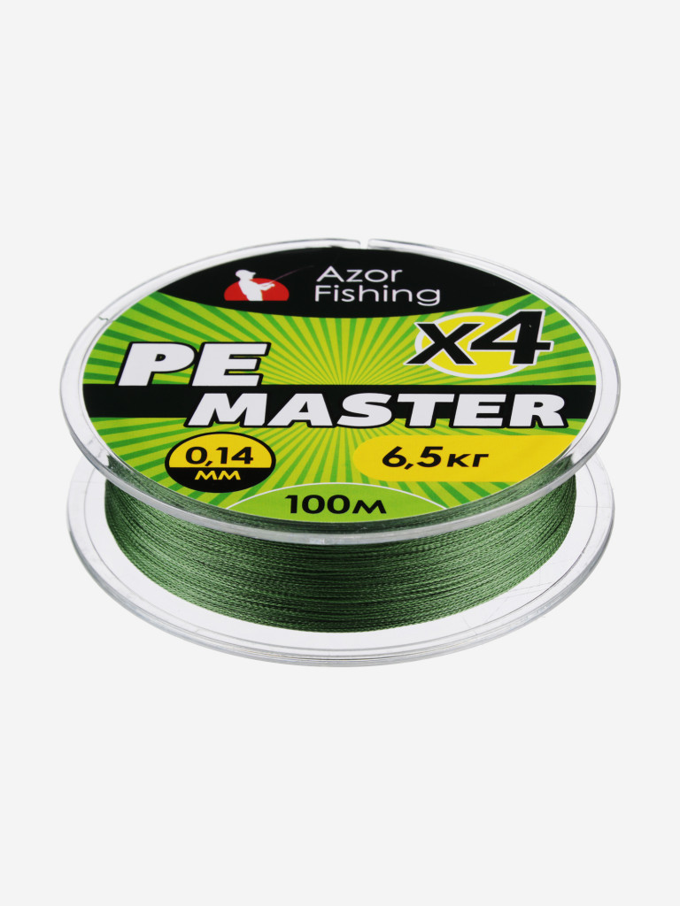 AZOR FISHING Леска плетеная, PE Мастер, 100м, 0,14мм, 6,5кг, зеленая