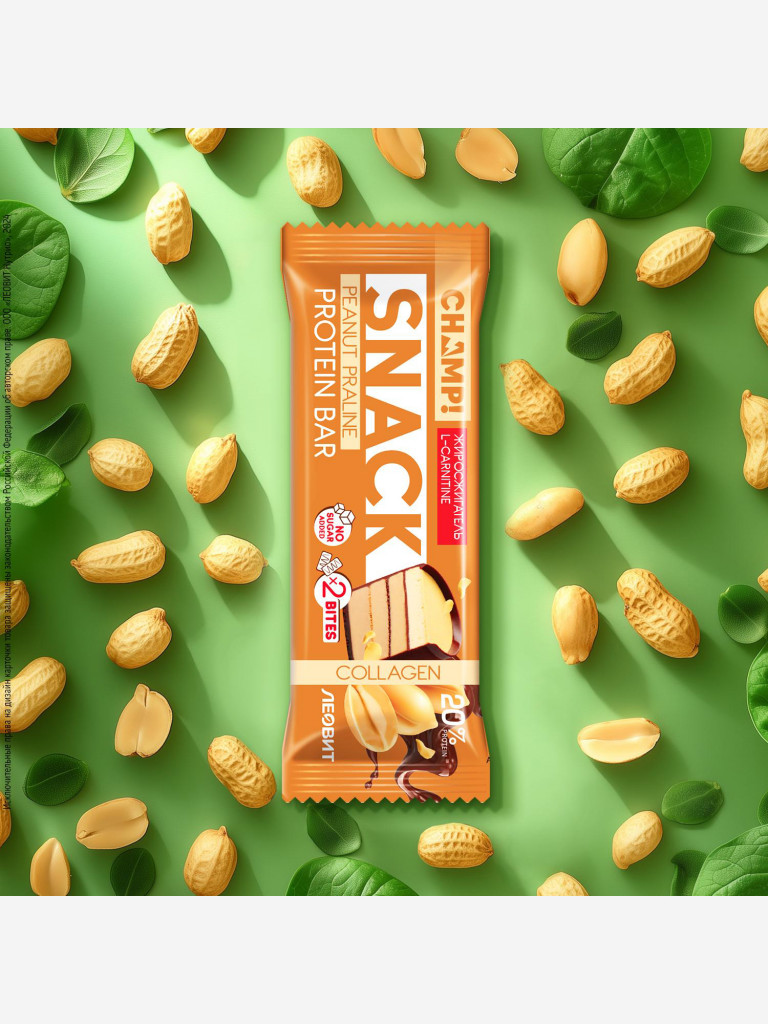 Батончик протеиновый Арахисовое пралине CHAMP от ЛЕОВИТ 12шт