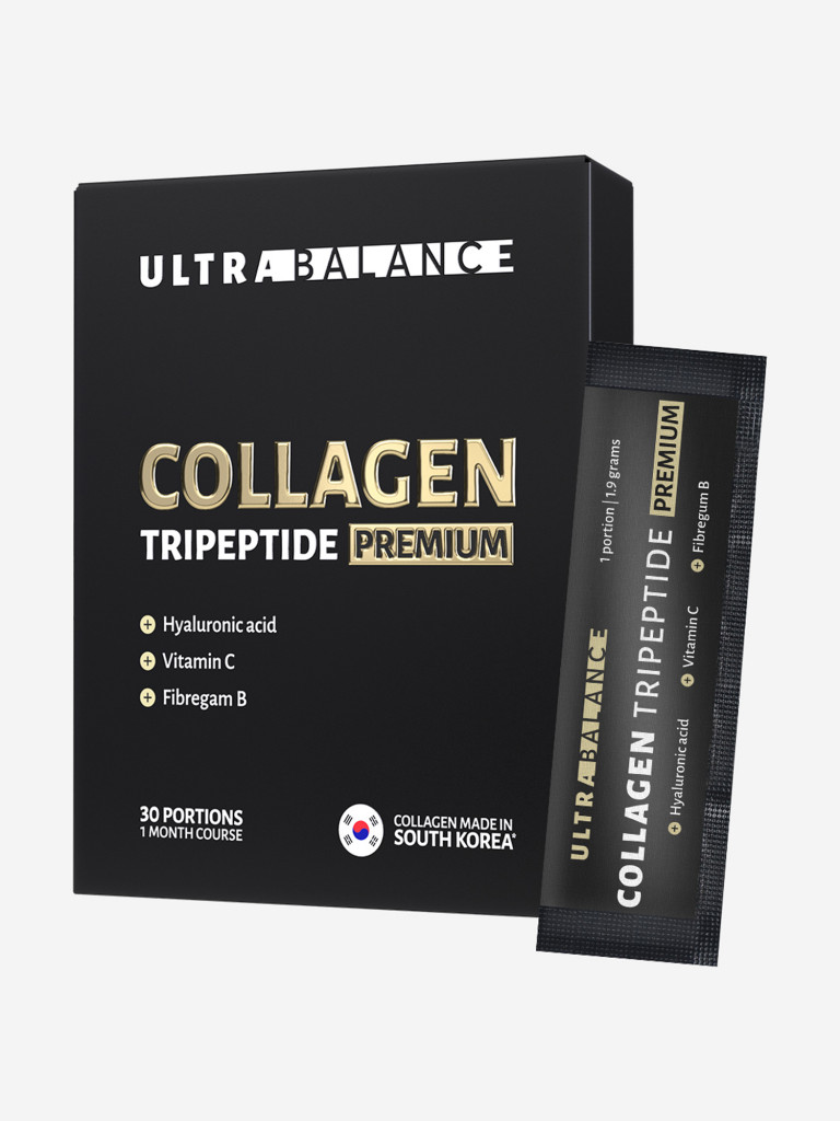 Коллаген морской трипептид UltraBalance, для суставов и связок, с витамином С и гиалуроновой кислотой, 30 саше