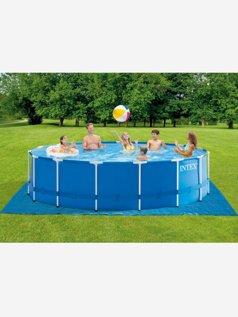 Бассейн каркасный Intex Metal Frame, 457х122 см, фильтр-насос 3785 л/ч, лестница, подстилка, тент