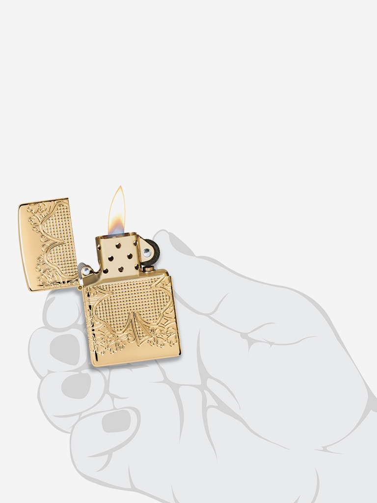 Зажигалка бензиновая ветроустойчивая Zippo Armor Lucky Clover High Polish