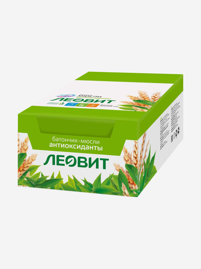 Батончик мюсли ЛЕОВИТ С фенхелем и зеленым чаем. Упаковка 26шт. по 30г.