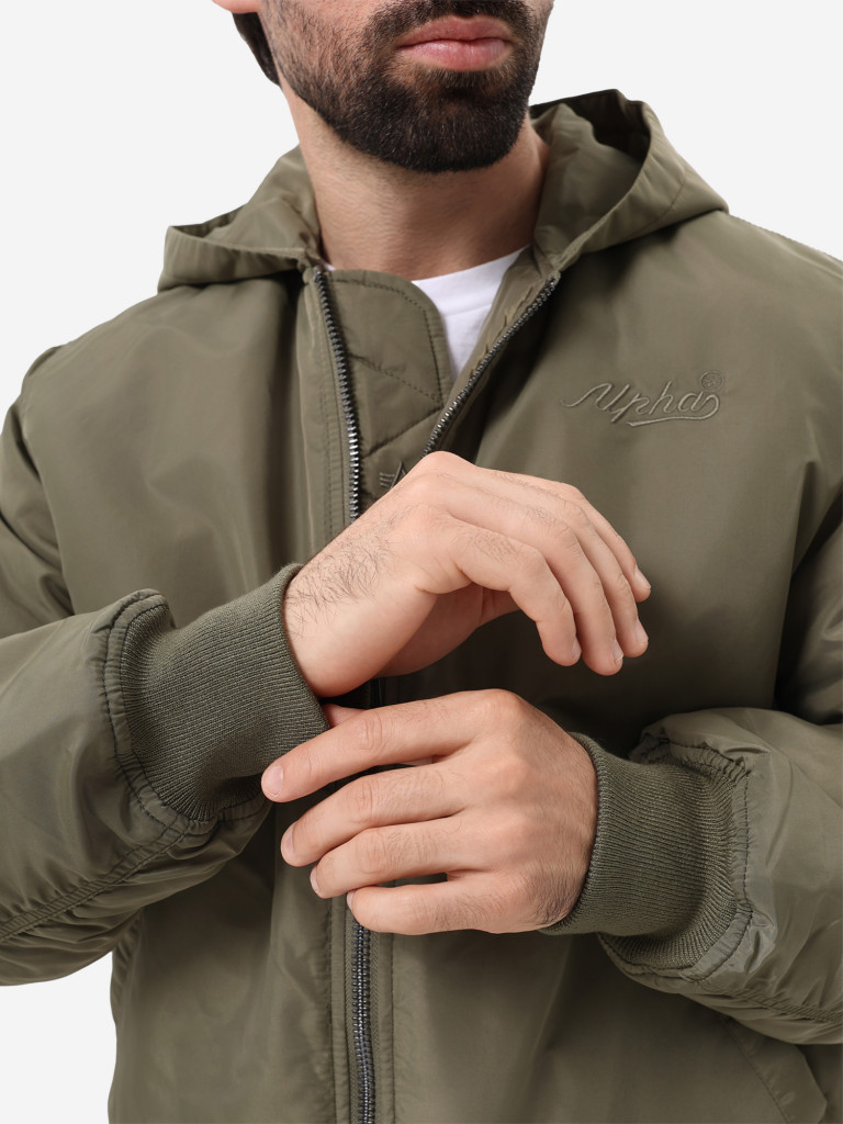 Бомбер утепленный мужской MA-1 Hooded Logo Oxford Alpha Industries