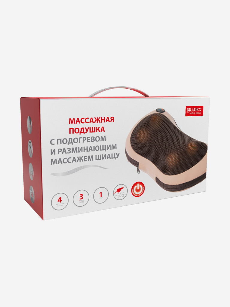 Массажная подушка с подогревом и разминающим массажем Шиацу Bradex