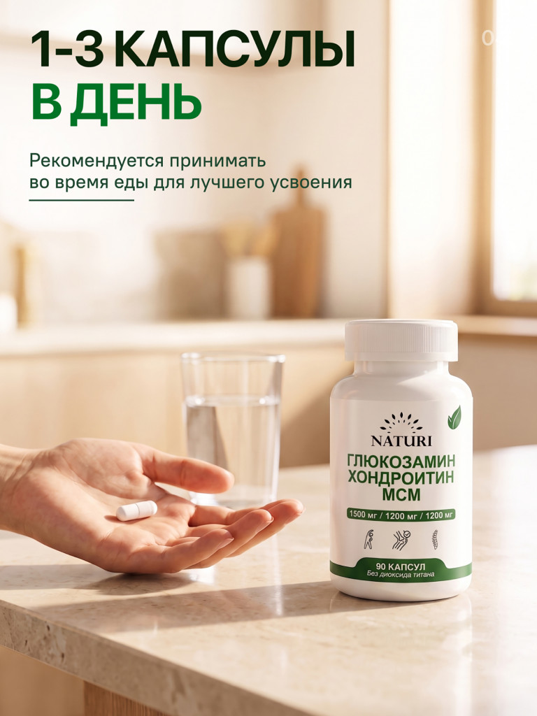 Глюкозамин Хондроитин МСМ NATURI, 90 капсул