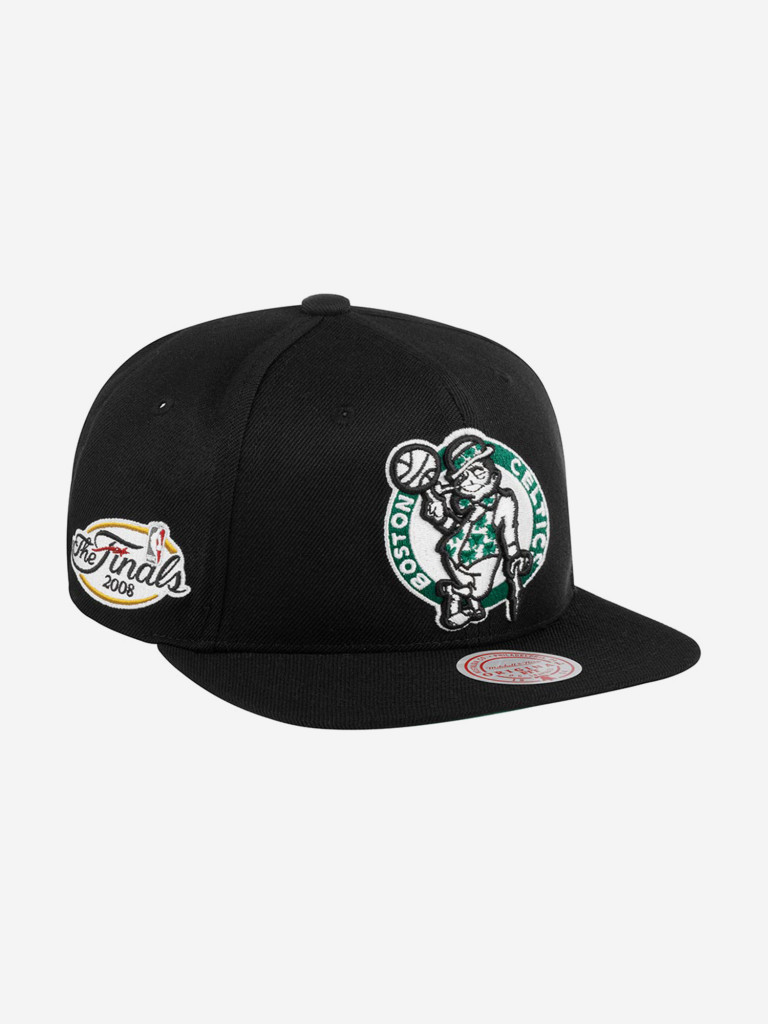 Бейсболка с прямым козырьком MITCHELL NESS HHSS2976-BCEYYPPPBLCK Boston Celtics NBA