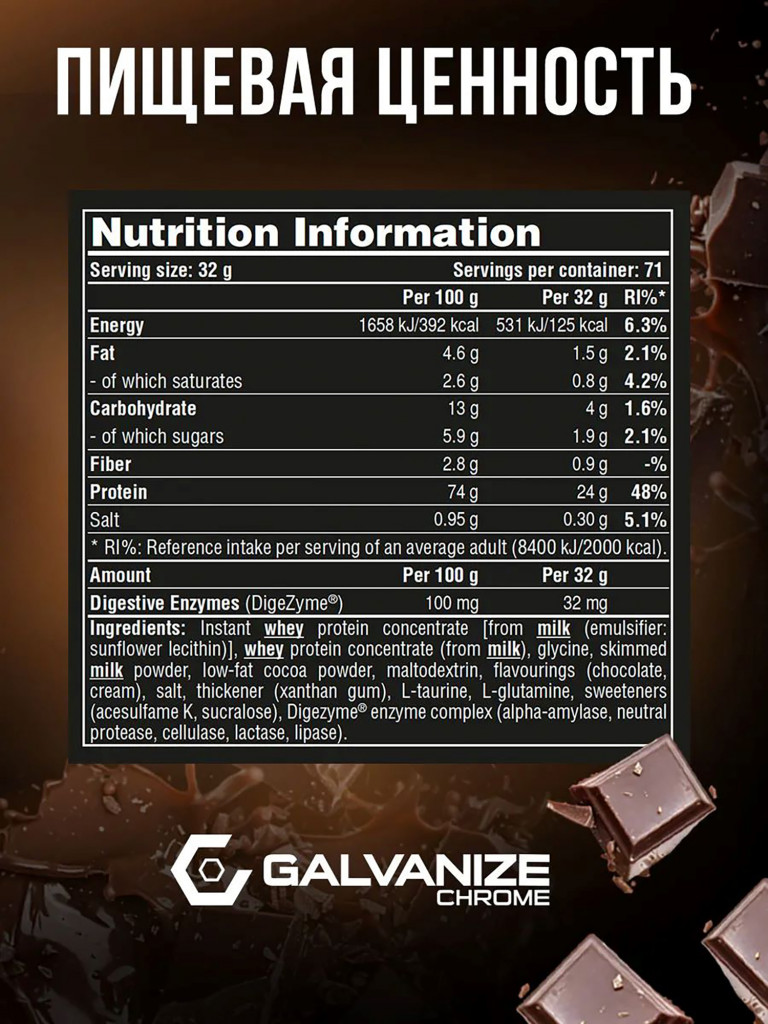 Протеин Galvanize Nutrition Max Whey, 2280 г, шоколад