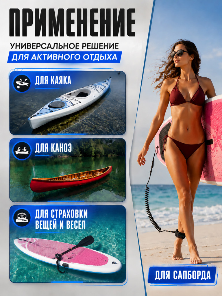 Лиш страховочный витой Tourus для сапборда легкий
