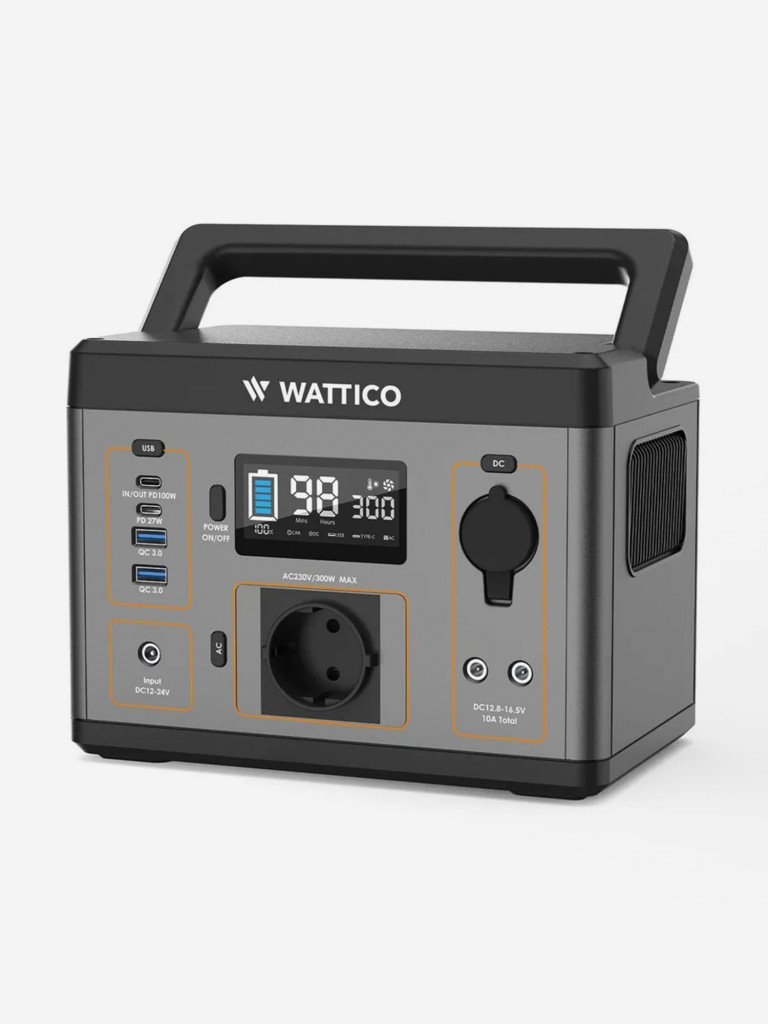 Зарядный комплект: Портативная электростанция и солнечная панель WATTICO 300 Light