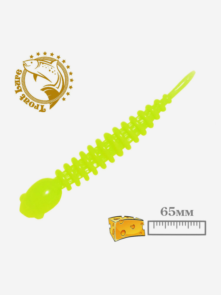 Силикон TROUT LURE (SANSAN) в банке, GOLOVASTIK 65, СЫР, COL. 6 (Lemon), (12шт)
