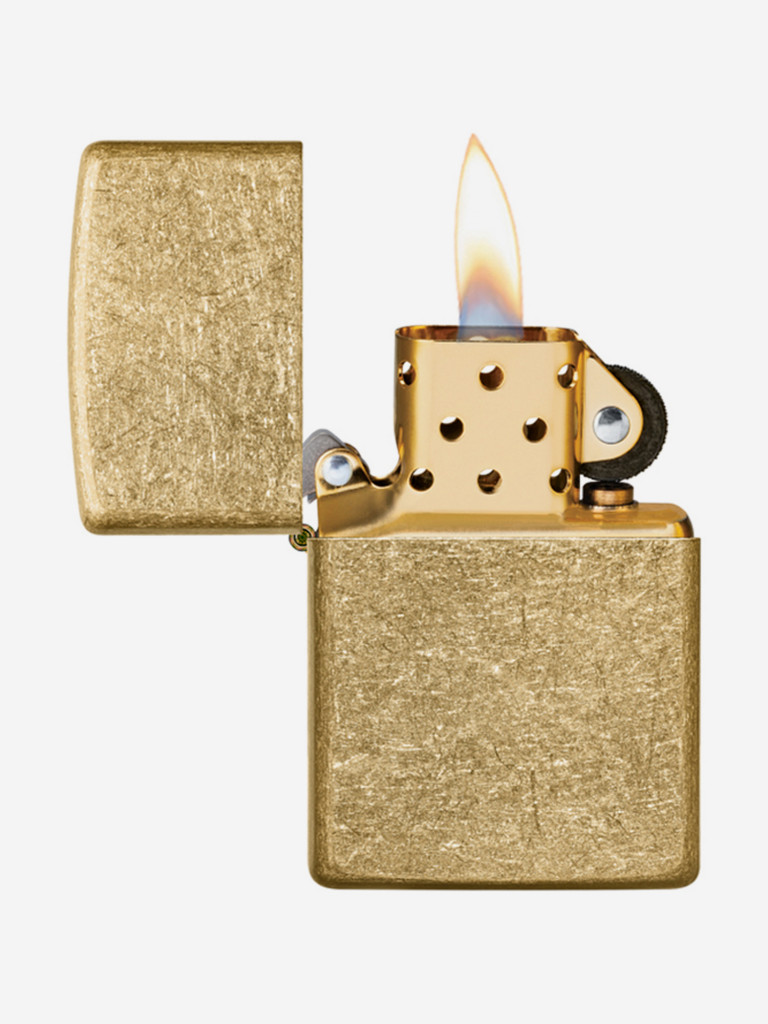 Зажигалка Zippo 49477 Classic Tumbled Brass, золотистая матовая