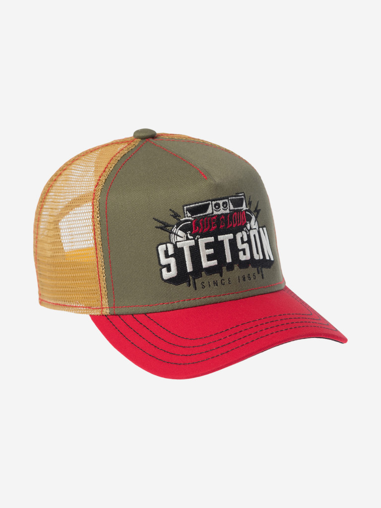 Бейсболка с сеточкой STETSON 7741111K TRUCKER CAP FESTIVAL LIVE LOUD (оливковый)