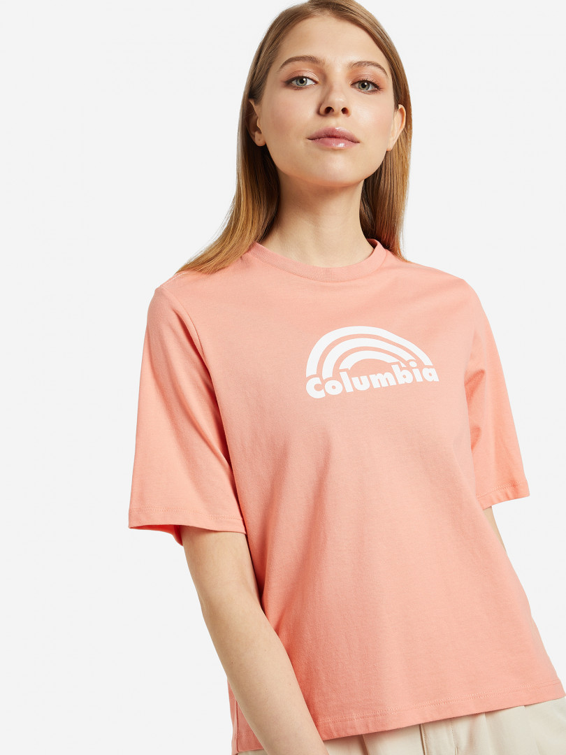 фото Футболка женская columbia north cascades relaxed tee, розовый