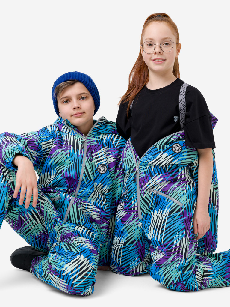Комбинезон горнолыжный для детей Sherysheff В23197 Штрихи синий/фиолетовый