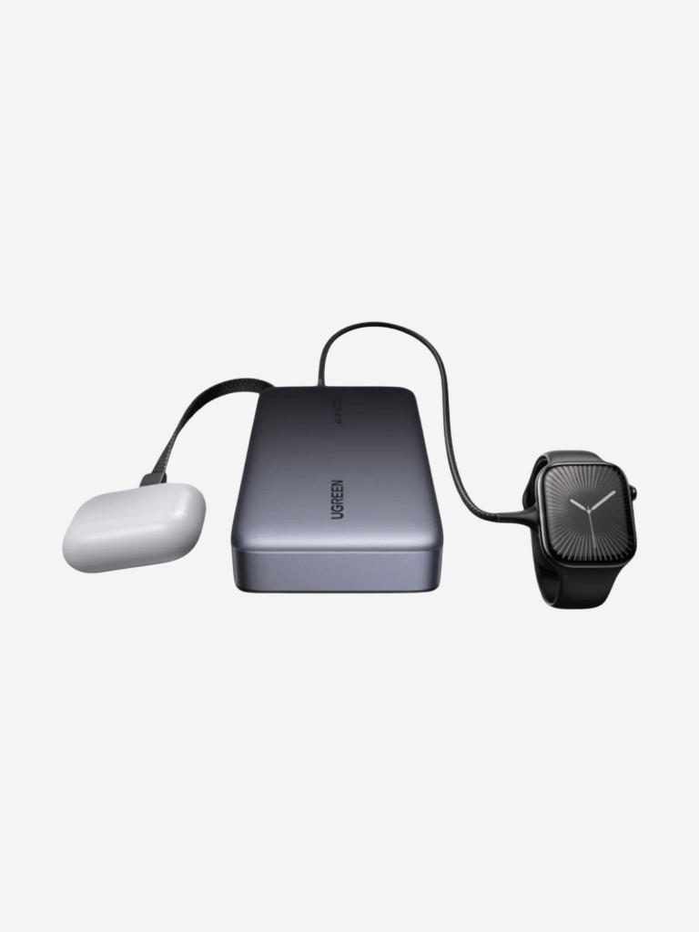 Внешний аккумулятор UGREEN PB550 (85166B) 67W Power Bank 20000mAh USB-C&USB-A со встроенным кабелем (ССС)