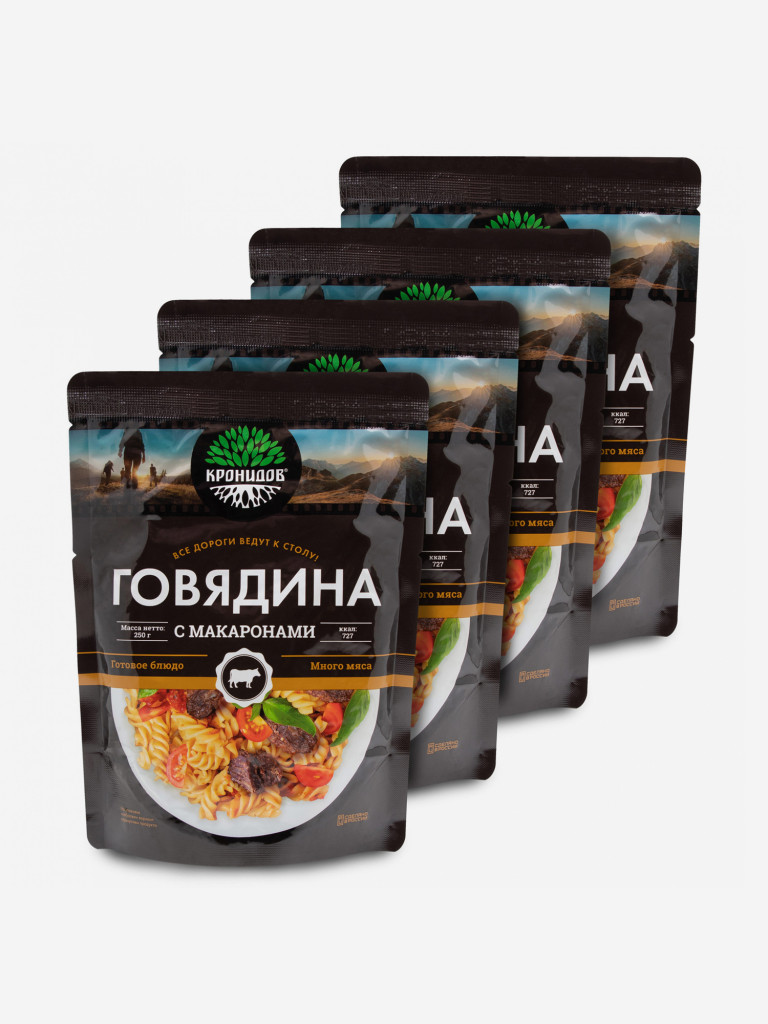 Готовое блюдо Говядина с макаронами 250 г. (Кронидов) 4шт 1кг